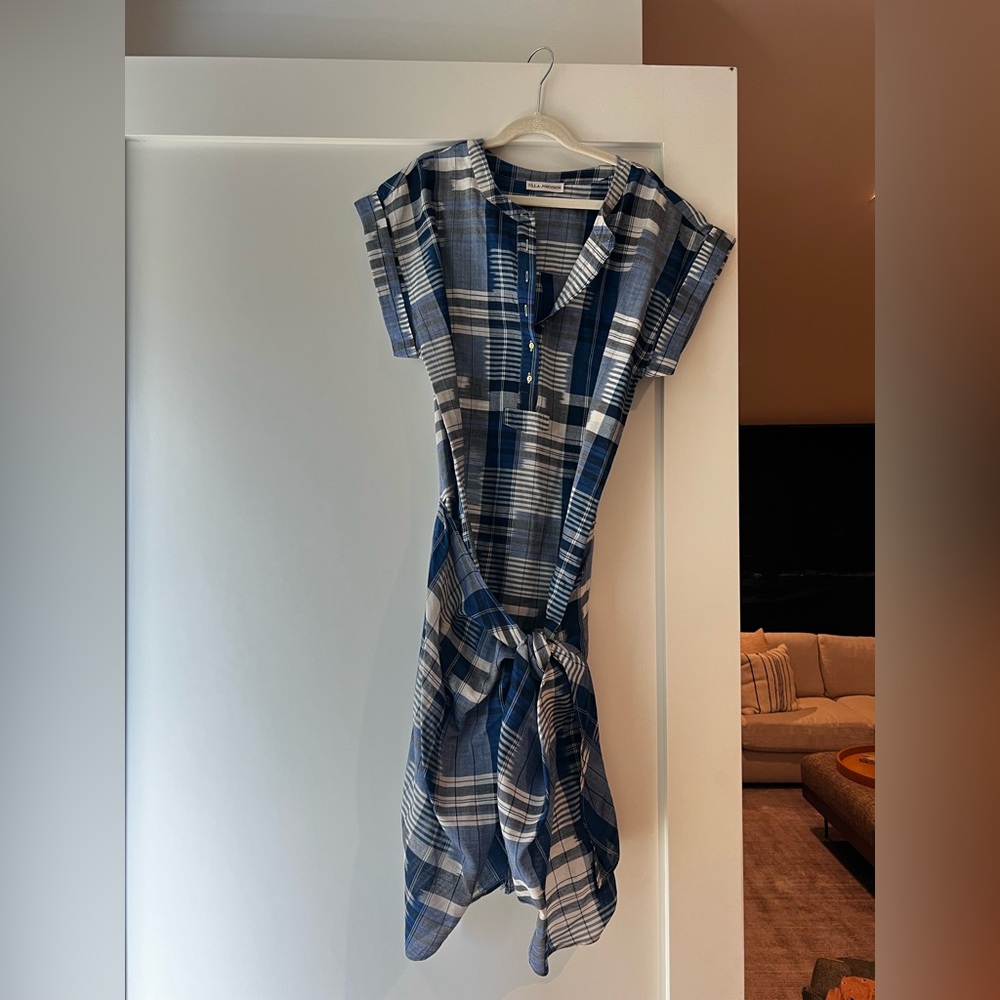 Ulla Johnson Navy and White Plaid Dress